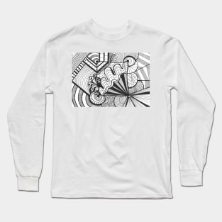 Abstract pattern to print with curves, lines, stripes inspired by zentangle Long Sleeve T-Shirt